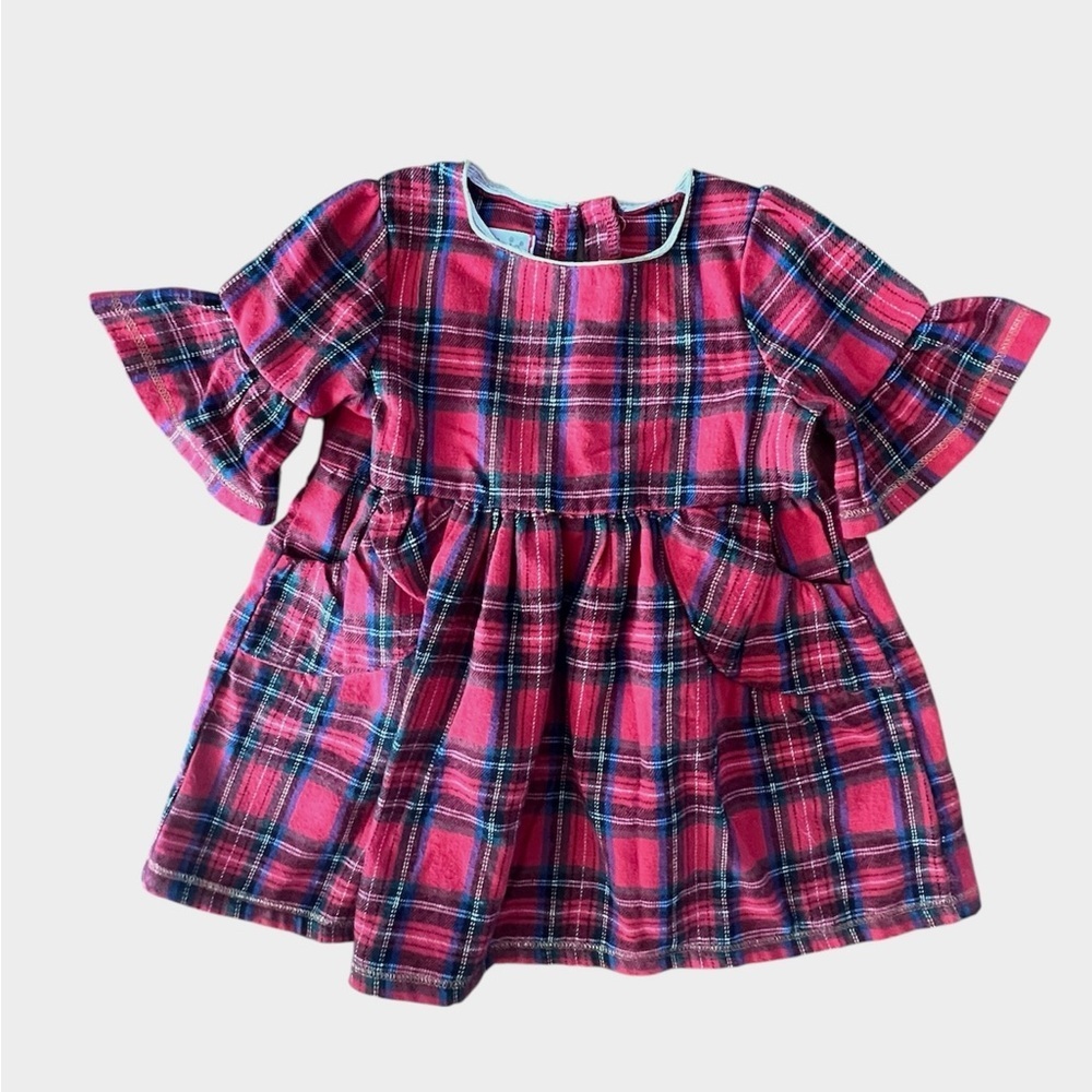 Mud Pie Red Classic Plaid Flannel Timeless Dress 
Sz 6-9 mo